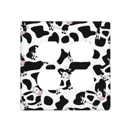 Nijuodnijir Outlet Covers Cute Cow Pattern Animal Spots 2 Gang Double Duplex Decorative Light Switch Covers Electrical Wallplates Socket Faceplate For Nursery Kids Room Decor
