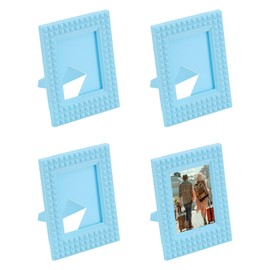 sourcing map 2 x 3 Picture Frame, 4 Pcs Mini Plastic Photo Frame Rustic Retro Photo Frame for Desktop Display Photos Paintings Landscape Posters Artwork, Blue