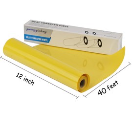 guangyintong Heat Transfer Vinyl Yellow HTV Rolls, 12" x 40ft Yellow Iron on Vinyl for T Shirts, Glossy Surface Yellow HTV Vinyl for All Cutter Machine Easy to Cut & Weed for Heat Vinyl DIY Design