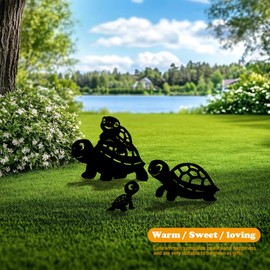 Yonisun 3 Pack Turtle Metal Garden Decorative Stakes, Weather Proof Silhouette Statues for Yard, Patio,Outdoor Decor for Turtle Lovers and Pet Owners