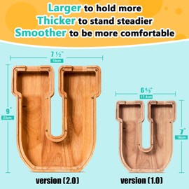 SummiDate Wooden Letter Piggy Bank| Piggy Bank for Boys Girls Toddler| Alphabet E Money Bank| Coin Bank Birthday Gift for Kids|Children's Gift (U)