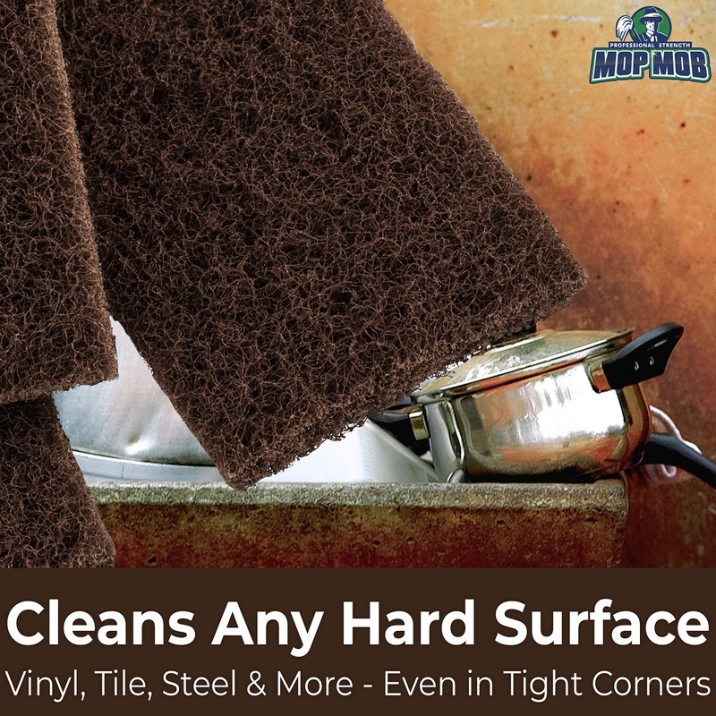 Heavy Duty XL Brown Scouring Pad 5 Pack. 10 x