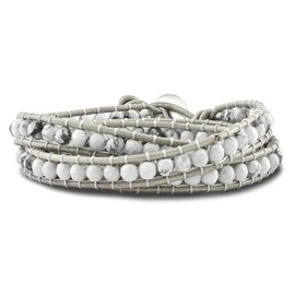 Spirit by Chelsea Taylor White Howlite Beaded and Leather Multi-wrap Bracelet