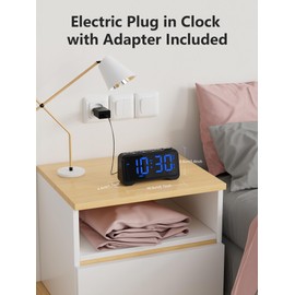 Mesqool Digital Bedside Clock - Blue LED Alarm Clock for Bedrooms, 5 Brightness & Volume Levels, Dual Alarms, USB Powered, Extra Loud for Heavy Sleepers, Snooze, 12/24H, DST