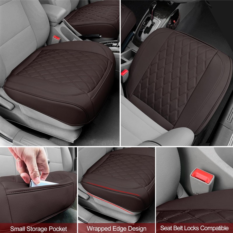 2 Pack Leather Front Car Seat Cover Bottom Car Seat,