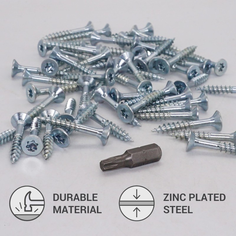 SKIR'CO Pack of 200 Galvanised Steel Wood Screws 4.5 x