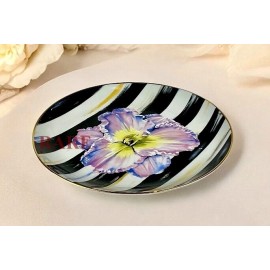 MacKenzie-Childs MacKenzie Childs Thistle & Bee Courtly Stripe 8.25" Iris Dessert Plate New