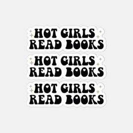 (Pack of 3) Hot Girls Read Books Sticker Vinyl - Strong Adhesive Waterproof Sticker - Used for Notebook, Car, Mug, Cup Laptop and Water Bottle 2 Inches
