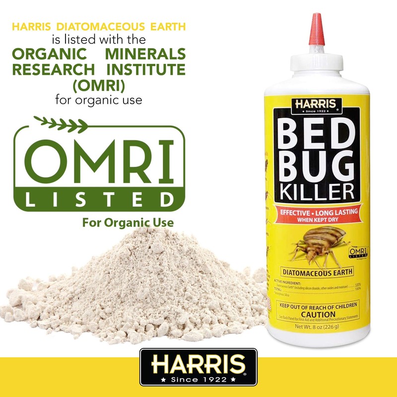 Harris HDE-8 Bed Bug Powder Diatomaceous Earth, 8oz, Yellow