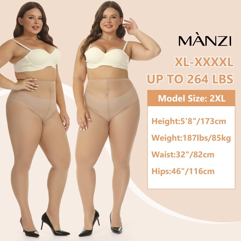 Manzi - Medias de nailon para mujer (4 pares), 4