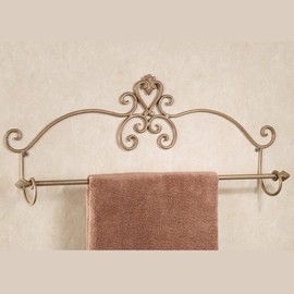 Touch of Class Aldabella Scroll Wall Mount Towel Bar - Metal - Satin Gold Finish - 24 Inch Wide Rack for Bathroom, En Suite, Kitchen, Bar, Restaurant - Decor for Organization & Ease