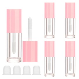 QZKJQDD 4 Pcs Lip Gloss Tubes, 3.5ml Empty Lip Gloss Tubes, Lipgloss Tubes Clear Mini Refillable, Containers Bottles for Lipstick Samples, Mini Gloss Tubes Applies to Women DIY Makeup