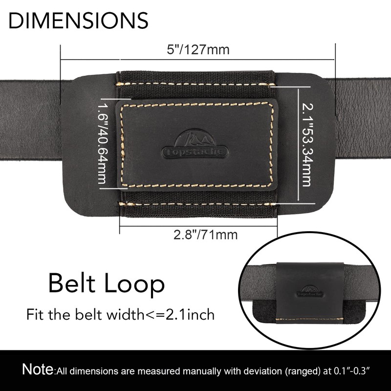 Topstache Horizontal Carry Leather Sheath for Belt, Natural Leather with