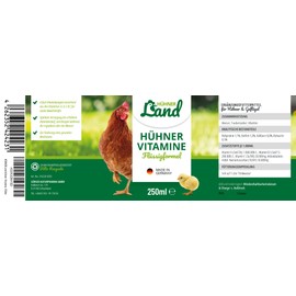 HÜHNER Land Chicken Vitamins 250 ml - Chicken Food Supplement, Vitamin Concentrate with Vitamin ADEC I Food Supplement for Vitamin Supply of Chickens, Quails & Poultry
