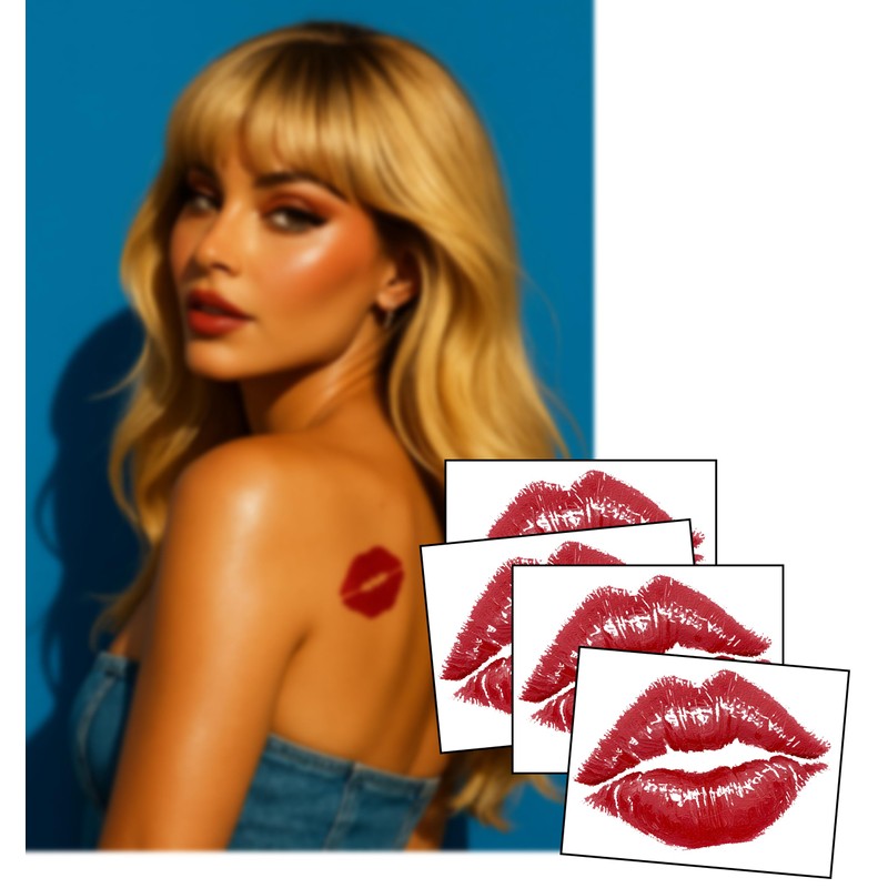 Espresso Yourself – Famous Lipstick Kiss Tattoo (4-Pack) – 3"