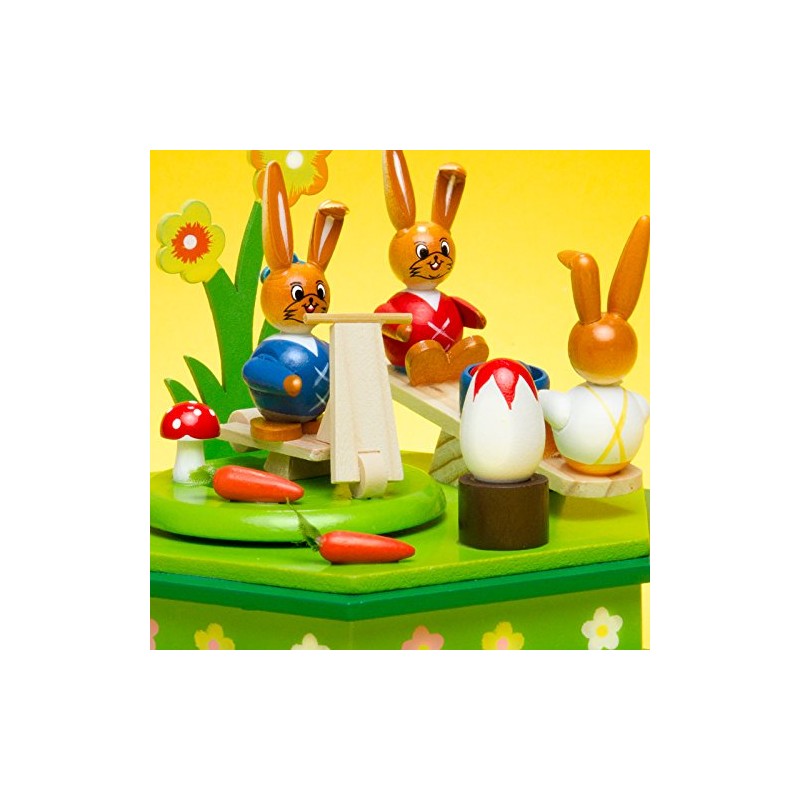 SIKORA OD03 Easter Decoration Wooden Music Box with Easter Bunny