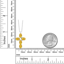 Gemstone Birthstone Cross Necklace | 925 Sterling Silver | Christian Gifts | Oval 6X4MM | Jesus Christian Religious Crucifix Jewelry Pendant Necklace for Women | With 18 Inch Silver Chain