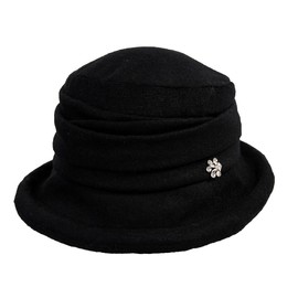 Comhats Winter Cloche Bucket Hat for Women Wool Elegant Dress 1920s Vintage Fedora Bowler Church Derby Party Ladies Black X-Large