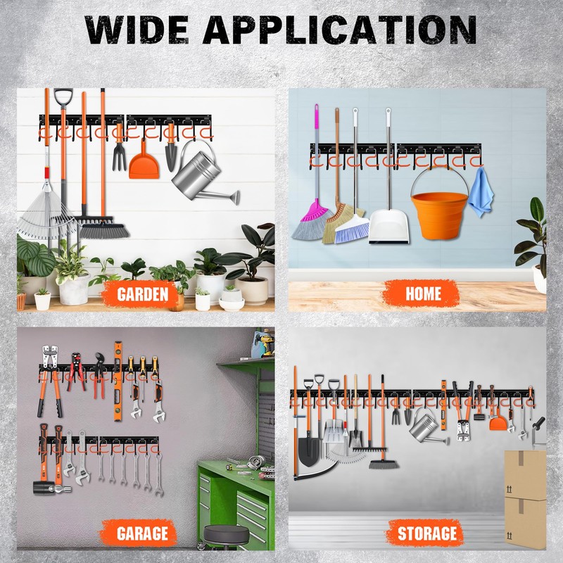 ELEAD 68'' All Metal Adjustable Garden Tool Organizer: Garage Tool