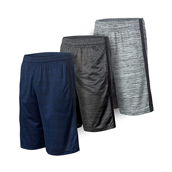 Athletic Shorts for Men - 3 Pack Men's Activewear Quick Dry Basketball Shorts - Workout, Gym, Running