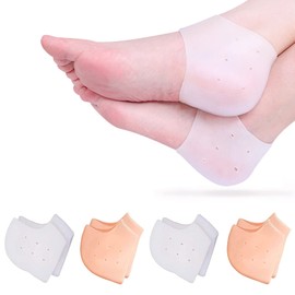Protectores de talón de silicona, 4 pares de almohadillas de gel para prevención de ampollas, tendinitis de Aquiles, cura tacones secos agrietados insertos de fascitis plantar, copas transpirables para el dolor de talón, hombres y mujeres