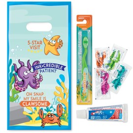 Practicon SmileGoods Dental Hygiene Kit, Makes 72 Dental Care Giveaways with Toothbrush, Toothpaste, Flossers and Bag (FlosSeas)