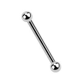 Titanium Piercing Bar 1.6 mm Thickness with 2 Titanium Balls, Titanium