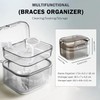 WALWAL Retainer Case, Three-Layer Denture Bath Box with Drain Tray,
