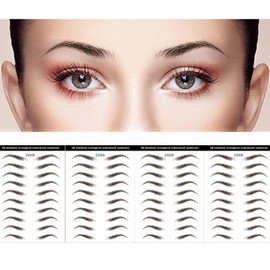 DAGEDA Brown 40 Pairs 4 PC 4D Eyebrow Transfers Stickers, Long Lasting Natural Waterproof Bionic Eyebrow Water Transfer Tattoo Eyebrow Sticker For Woman Man Makeup Tool（#ZX-008）