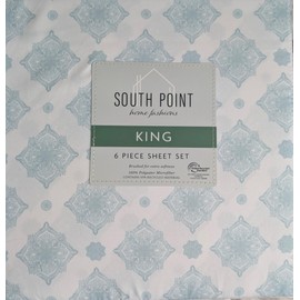 South Point Home Fashions 6-Piece Printed Sheet Set - Queen/King | 17" Extra Deep | Cool, Crisp, Breathable Bed Sheets - Brushed for Softness (Bombay Medallion, Queen (U.S. Standard))