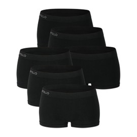 ORIGINAL BASICS 3/6 Pack Women's Boxer Shorts Cotton Panties Seamless Basic Comfort (Model: Urbania), 6 Pack (Black)
