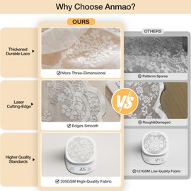 Anmao Vintage White Lace Curtains 84 Inches Long 2 Panels Set, Romantic Elegant Light Filtering Semi Sheer Floral Thick Lacy Curtain Drapes for Living Room and Bedroom, Each Panel 55W x 84L, Off White