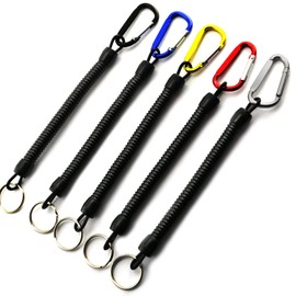 Longdex Fishing Lanyard 5PCS Stretchy Spiral Coil Keychain Fishing Lanyard with Color Carabiner