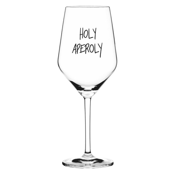 Sand & Soda 9500016 Modern Wine Glass with Trendy Saying Holy Aperoly, in Gift Box - Made in Germany