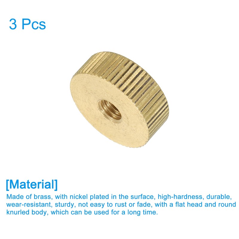 sourcing map Knurled Thumb Nuts, 3Pcs M6 x D20mm x