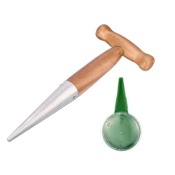 LORELO Dibber,Garden Hand Tool Dibber, Stainless Steel Dibber with Seed Dispenser for Bulb Planting and Seeding