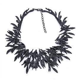 FASUND Bib Necklace Black Leaf Choker Collar Statement Necklaces Fashion Costume Jewelry for Women Vintage Necklace