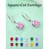 Vesitim Square Dangle Drop Earrings Sterling Silver Solitaire Leverback Earring