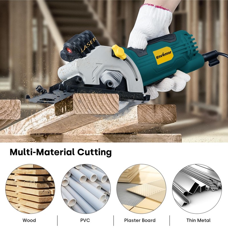 Enventor Mini Circular Saw, 4.8A Electric Circular Saws Corded with