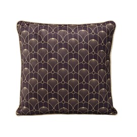 LIBERTAD® Flower Design Hygge Piping Velvet Cushion Cover for Sofa 17X17 inches 43cm x 43cm Soft Decorative Pillowcase with invisible Zipper with printable wallarts (Artdeco)