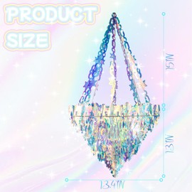 Iridescent Party Decorations, Iridescent Christmas Ornaments Chandelier Shaped Foil Ceiling Hanging Decorations for Winter Birthday, Wedding, Baby Shower, Shine Princess Party Ornaments