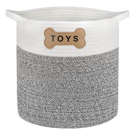 Park Life Designs - Dog Toy Storage for All Pets, Including Cats, Puppies, and Kittens (Naples, White, Gray Base)