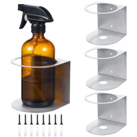 Gerrii 4 Pcs Spray Bottle Holder Brushed Stainless Steel Storage Rack Home Garage Solid Spray Can Holder Easy Install Wall Mount Craft Workspace Paint Bottle Rack with Hardware (Gray)