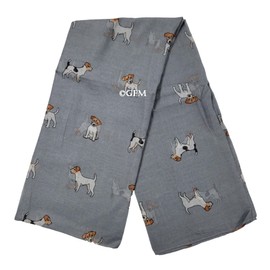 GFM® Women's Jack Russell Dogs Print Scarf - Spring Summer - JR-000-Grey- (PSCF-FS-JR-000-C-BH)