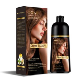 300ml Toae 3-in-1 Hair Color Shampoo - Herbal Grey Fix | Instant Unisex Dye | 3-in-1 15-Minute Coloring - Up to 12 Weeks Duration | Safe, Simple & Ammonia-Free for Home Use:_Chestnut-brown (300ml)
