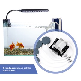 ECSiNG 4 Way Air Flow Splitter Fit for 6mm Inner Diameter Trachea Aquarium Fish Tank Aquaculture Applications Stainless Steel 77mm Length Air Pump Accessories