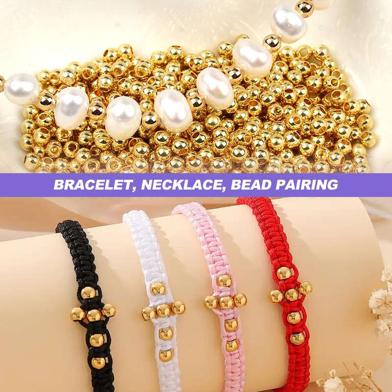 3mm Gold Spacer Beads for Jewellery Making, 2000 Pcs Gold