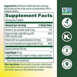 MegaFood Suplemento de hierro constructor de sangre para mujeres y hombres, aumenta los niveles de hierro sin efectos secundarios, mejora los niveles 