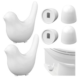 2pcs Toilet Bolt Caps, with 4 Lids and 4 Washers Bird Shape Ceramic Toilet Bolt Covers Decorative Hidden Toilet Screw Caps for Bathroom Toilet Decoration (White)