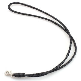 Days Art Neck Strap, Genuine Leather, Braided Saddle Leather, Leather ID Strap, Neck Strap, ID Card Case, Long Type, Black